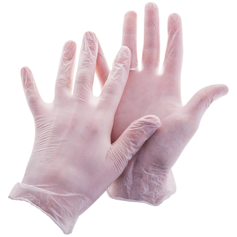 Виниловые опудренные перчатки.